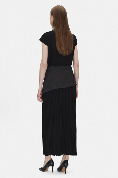 Denim Detaylı Fitilli Kalem Siyah Etek - MISS DALIDA (1)