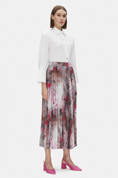 Desenli Plise Pembe Etek - 2