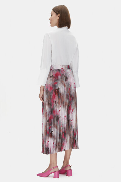 Desenli Plise Pembe Etek - 3