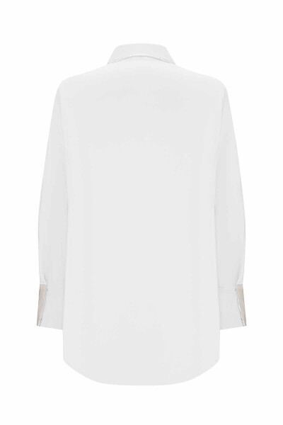 Parlak Taş Detaylı Poplin Beyaz Gömlek - MISS DALIDA (1)