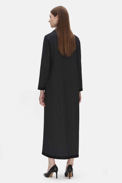 V Yaka Denim Siyah Elbise - MISS DALIDA (1)