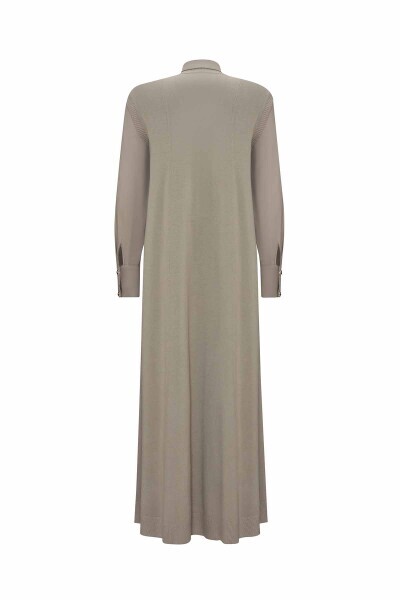 V Yaka Triko Kolsuz Vizon Elbise - MISS DALIDA (1)