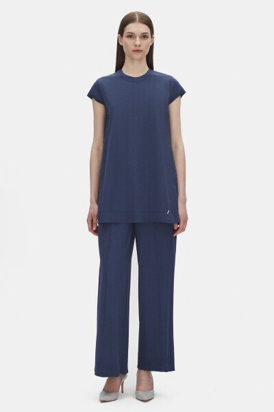 Kolsuz Basic Triko Indigo Tunik - MISS DALIDA