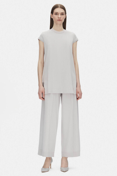 Kolsuz Basic Triko Açık Gri Tunik 