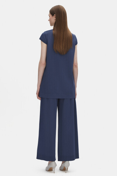 Kolsuz Basic Triko Lacivert Tunik - 2