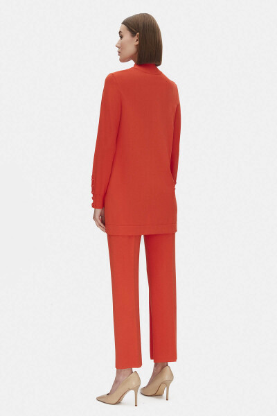 Uzun Kollu Triko Kırmızı Tunik - 2