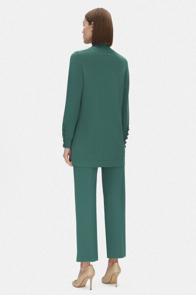 Uzun Kollu Triko Yeşil Tunik - 2