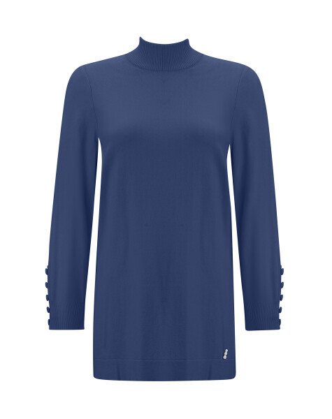 Uzun Kollu Triko İndigo Tunik 