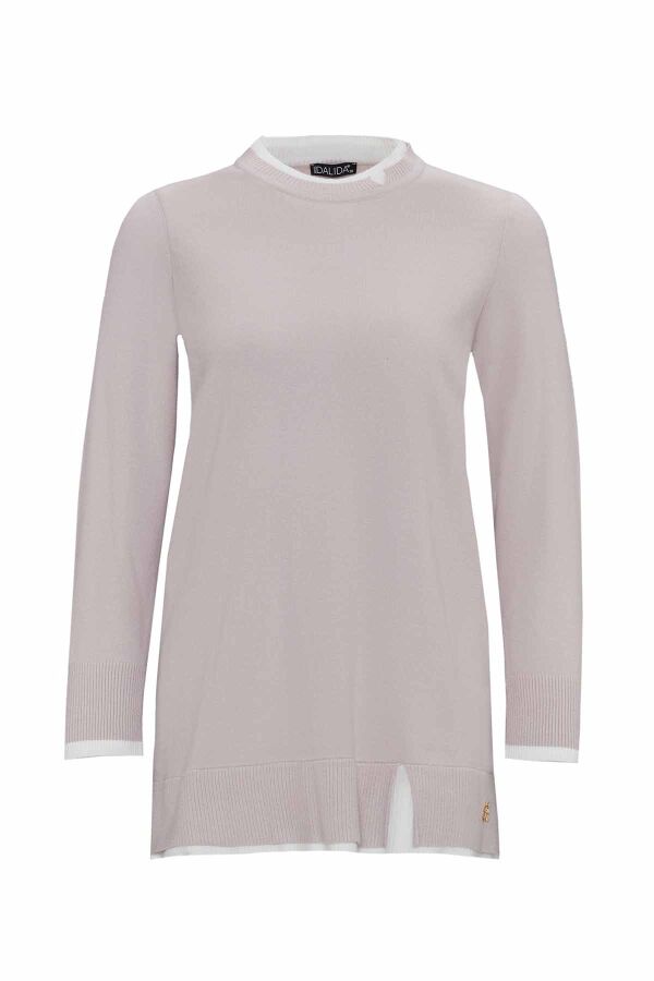 Yakası Yırtmaçlı Triko Stone Tunik - 1
