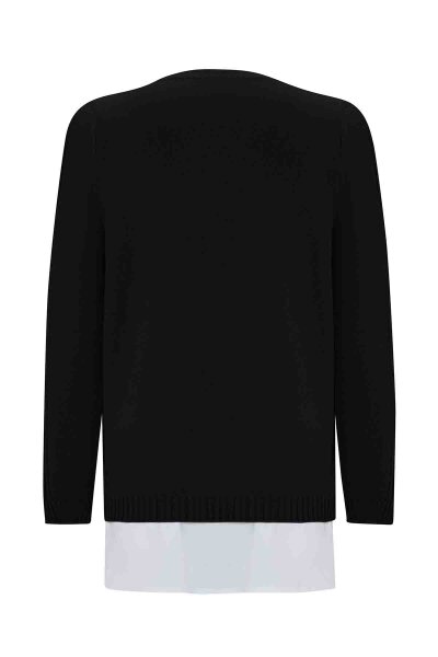 Saç Örgü Detaylı Triko Siyah Tunik - Miss Dalida (1)