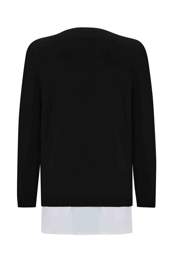 Saç Örgü Detaylı Triko Siyah Tunik - 2