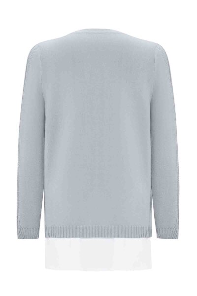 Saç Örgü Detaylı Triko Gri Tunik - 2