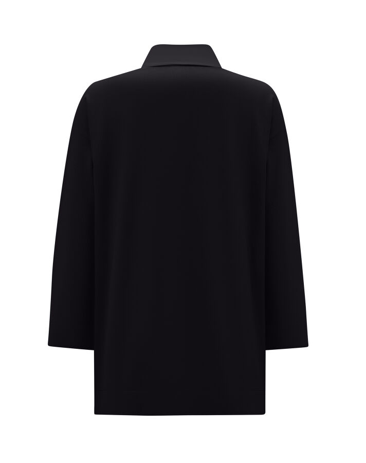 Gömlek Yaka Triko Siyah Tunik - 2