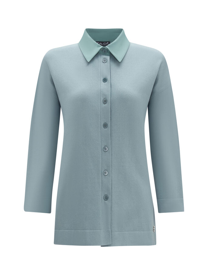 Gömlek Yaka Triko Çağla Tunik - 1