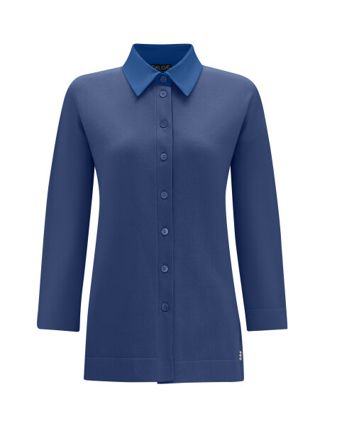 Gömlek Yaka Triko İndigo Tunik - 1