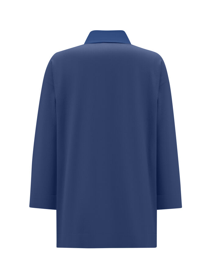 Gömlek Yaka Triko İndigo Tunik - 2