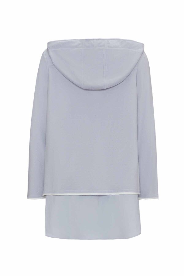 Kapüşonlu Triko Gri Tunik - 2