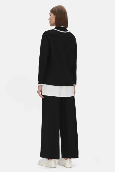 Yakası Büzgülü Cepli Triko Siyah Tunik - MISS DALIDA