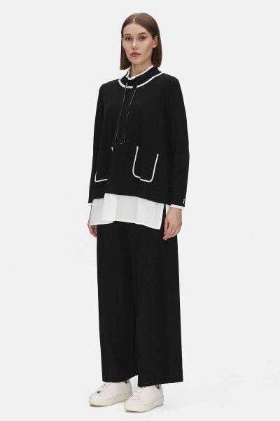 Yakası Büzgülü Cepli Triko Siyah Tunik - MISS DALIDA (1)