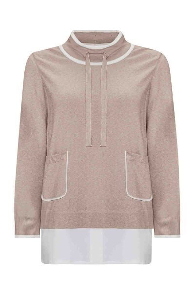 Yakası Büzgülü Cepli Triko Vizon Tunik 