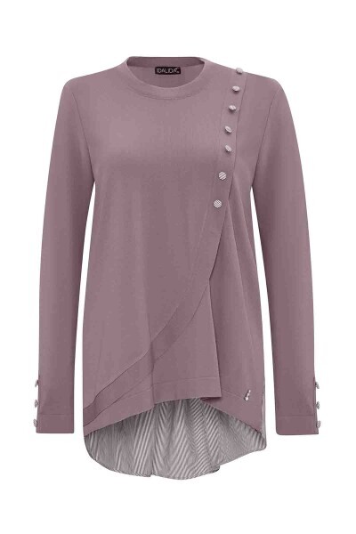 Düğmeleri ve Sırtı Poplin Triko 002-MİNK Tünik 