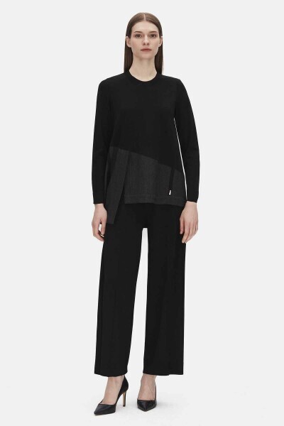 Bol Paça Triko Siyah Pantolon - MISS DALIDA