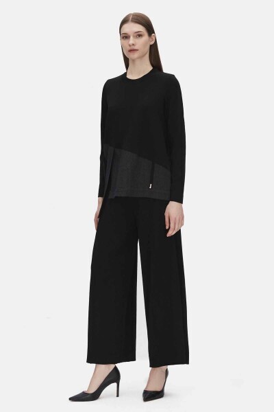 Bol Paça Triko Siyah Pantolon - MISS DALIDA (1)