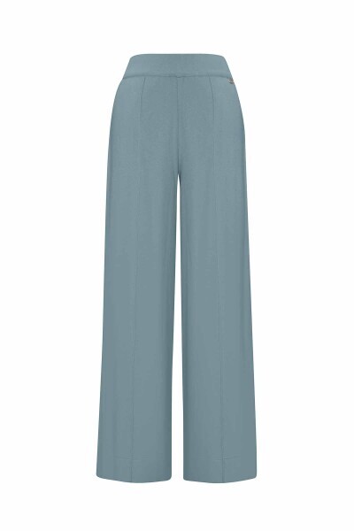 Önü Dikişli Bol Paça Yeşil Pantolon - 1