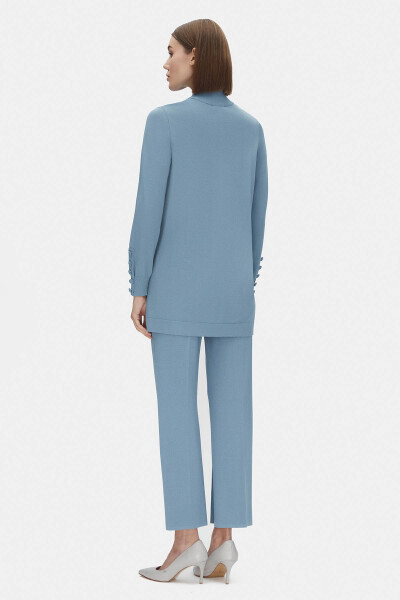 Boru Paça Triko Açık Mavi Pantolon - 2