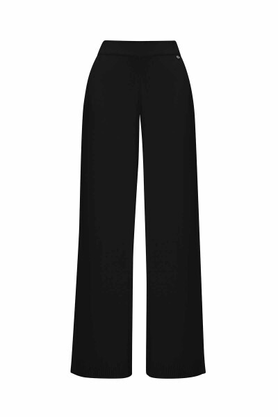 Touch Me Bol Paça Triko Siyah Pantolon - 2