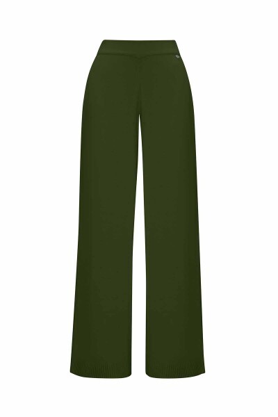 Touch Me Bol Paça Triko Yeşil Pantolon - 2