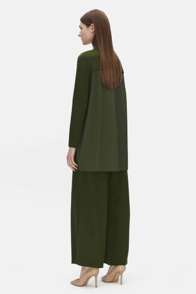 Touch Me Bol Paça Triko Yeşil Pantolon - 4