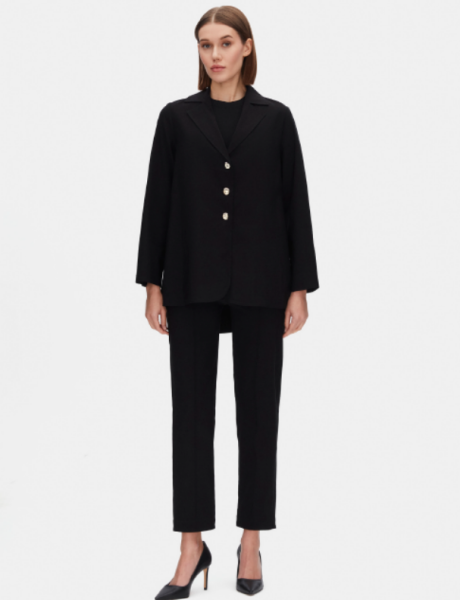 Boru Paça Triko Siyah Pantolon - Miss Dalida