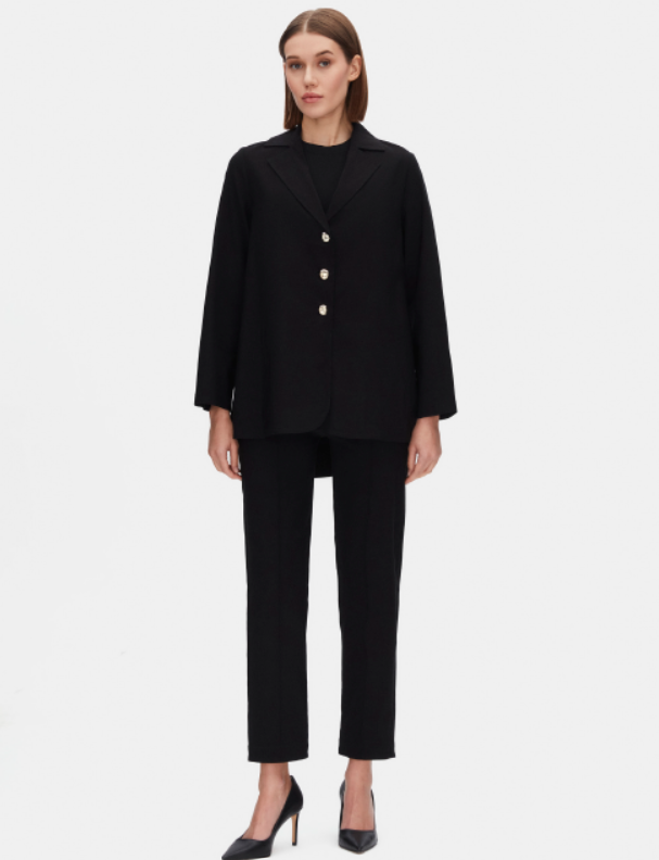 Boru Paça Triko Siyah Pantolon - 1