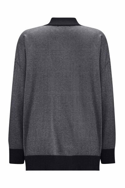 Dik Yaka Fermuarlı Cepli Triko Siyah Ceket - MISS DALIDA (1)