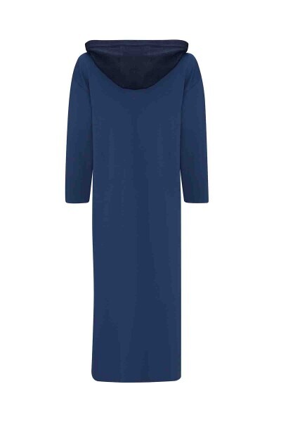 Triko Detaylı Uzun Denim Indigo Kap - MISS DALIDA (1)