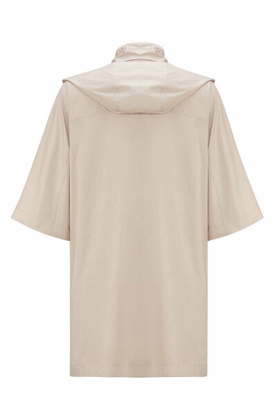 Astarı Desenli Kumaş Bej Yağmurluk - 2