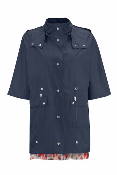 Astarı Desenli Kumaş Lacivert Yağmurluk - 1