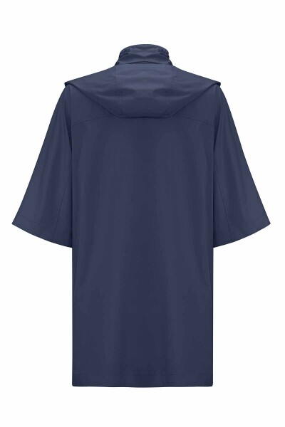 Astarı Desenli Kumaş Lacivert Yağmurluk - 2