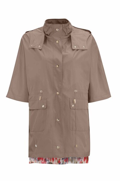 Astarı Desenli Kumaş Vizon Yağmurluk - 1