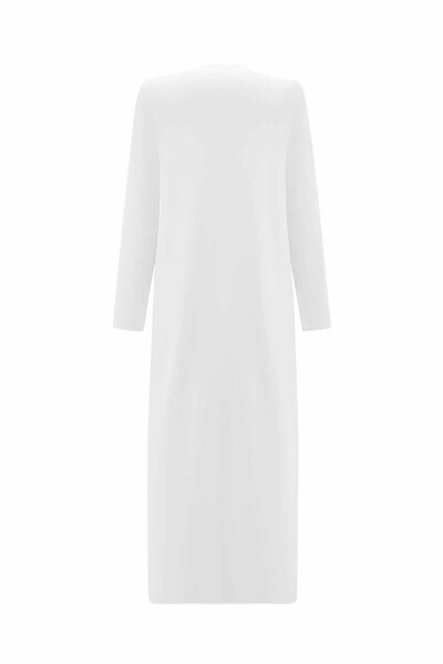 Kruvaze Düğmeli Uzun Ekru Hırka - 2