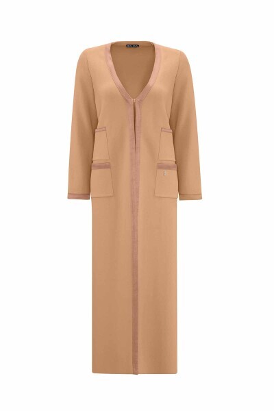 Dört Cepli Triko Camel Hırka 