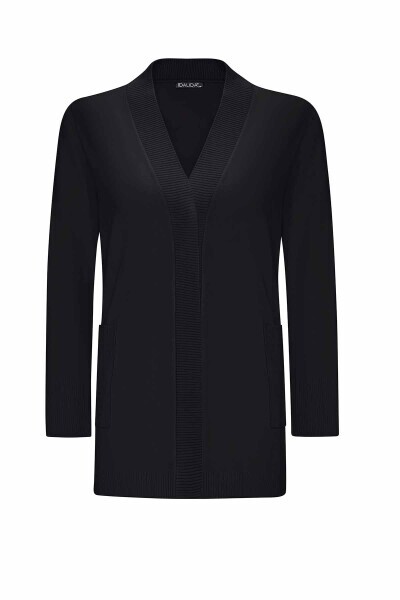 Touch Me Düz Renk Triko Siyah Hırka 