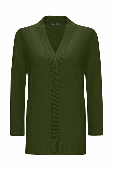 Touch Me Düz Renk Triko Yeşil Hırka 