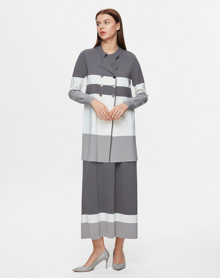 T25Y-0001 Double Breasted Collar Jacket Dress Suit - 1