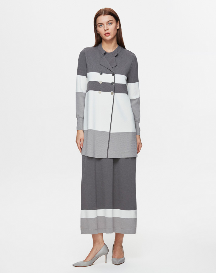 T25Y-0001 Double Breasted Collar Jacket Dress Suit - 2