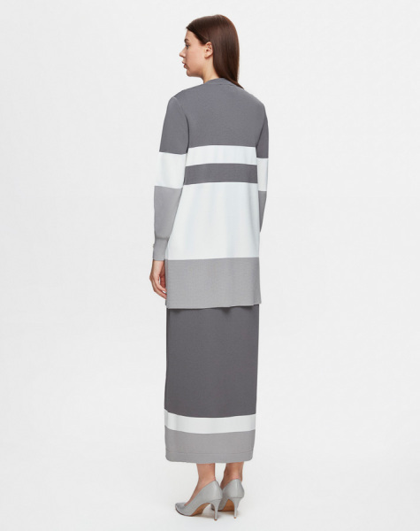 Kruvaze Yaka Ceket Elbise Antrasit Takım - 3