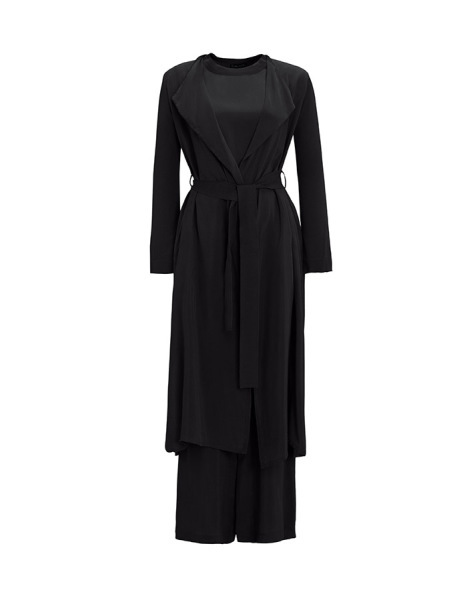 Şal Yaka Cupro Triko Hırka-Tunik ANTHRACITE Takım - 5