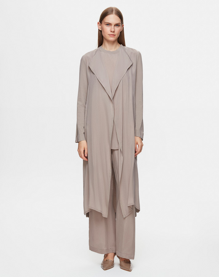 T25Y-0006 Shawl Collar Cupro Knitwear Cardigan-Tunic Set - 1