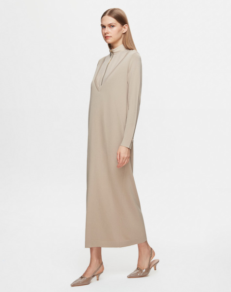  T25Y-0010 Zipper Collar Knitwear Dress - 2
